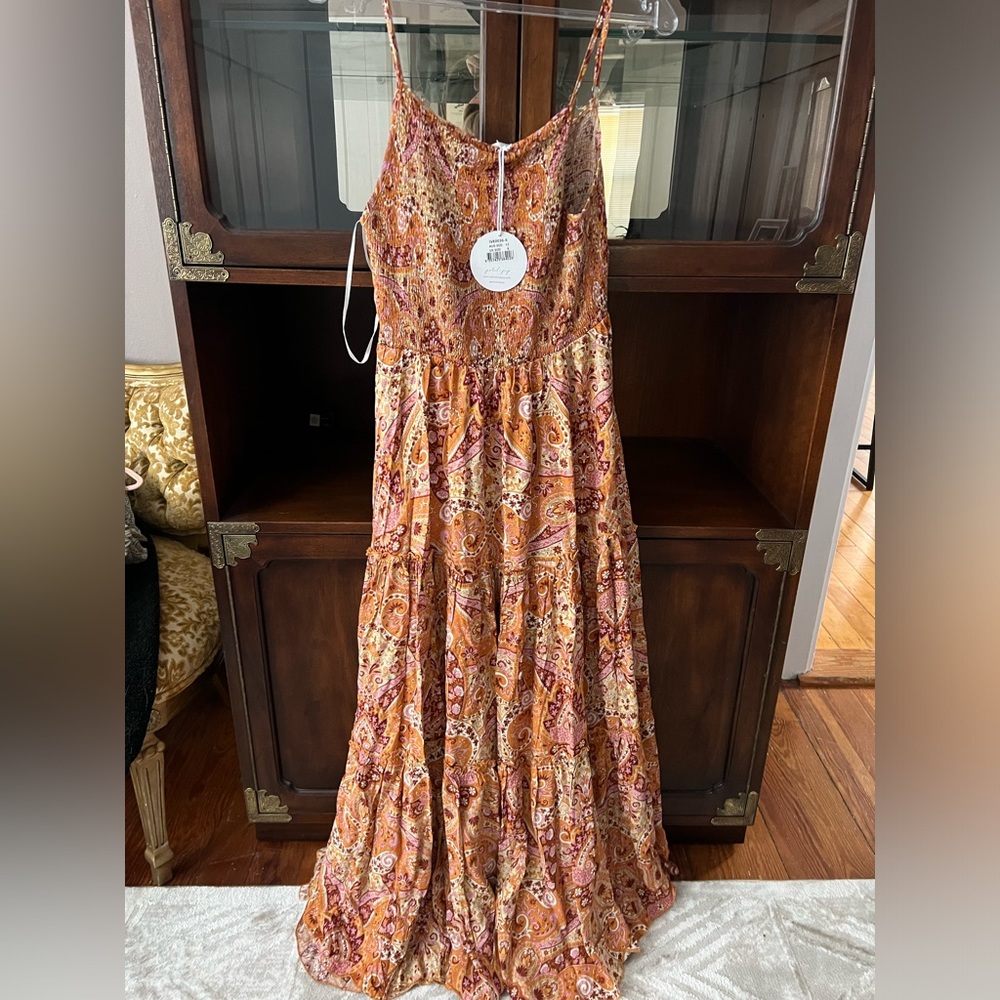 Beautiful floor length orange dress!